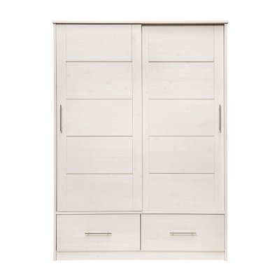 Schiebetüren-Kleiderschrank mit Schubladen, B 145 cm, weiß 
