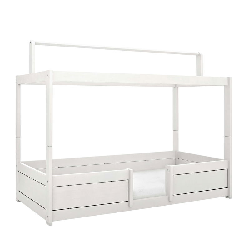 4 in 1 Bett in deckend weiß, mit Dachkonstruktion für Stoffdächer (1 Bett = 4 Aufbauvarianten) 4 in 1 Bett in deckend weiß, mit Dachkonstruktion für Stoffdächer (1 Bett = 4 Aufbauvarianten)