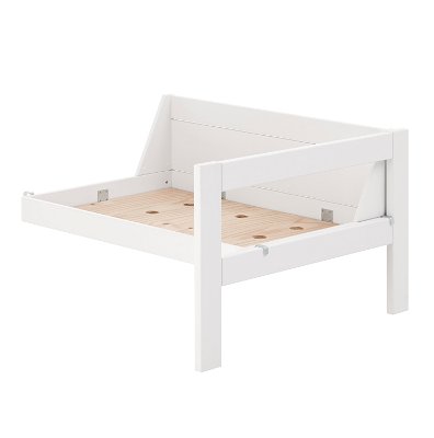 Beispiel (hier in deckend weiß): einhängbare Sitzbank, für alle Basisbetten geeignet