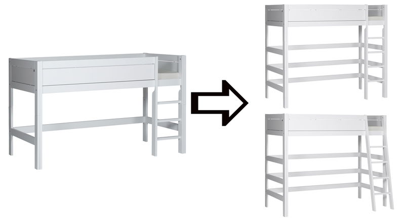 Umbausatz von halbhohem Spielbett zu Hochbett Umbausatz von halbhohem Spielbett zu Hochbett