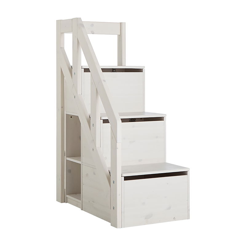 Treppe mit Geländer für halbhohe Betten, whitewash(H 128cm) Treppe mit Geländer für halbhohe Betten, whitewash(H 128cm)