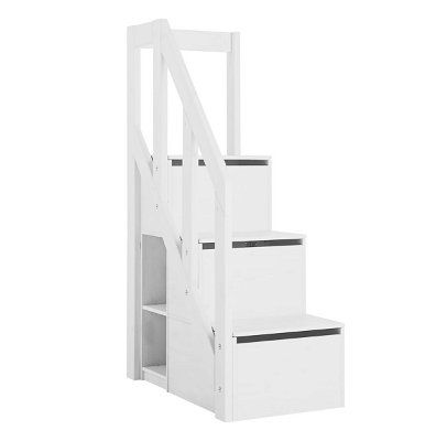 Treppe mit Geländer für mittelhohe Betten, Treppenmodul weiß (H 152cm)