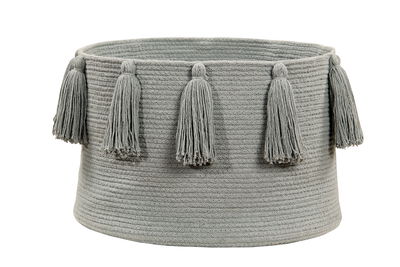 Lorena Tassels Basket light grey Lorena Tassels Basket light grey