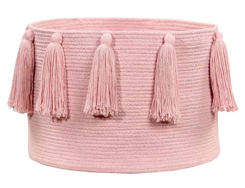 Lorena Tassels Basket Pink Lorena Tassels Basket Pink