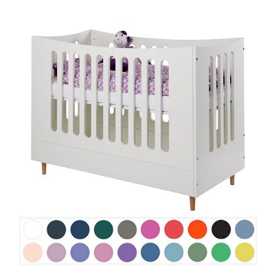 Kleines Kinderbett (60 x 120 cm) Häupter offen, Buchefüße [Farbe: Manis Purple / Buche 3110]