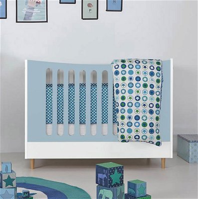 Kleines Kinderbett mit Buchefüßen (60 x 120 cm), Häupter geschlossen [Farbe: Manis Mint / Buche 4210]