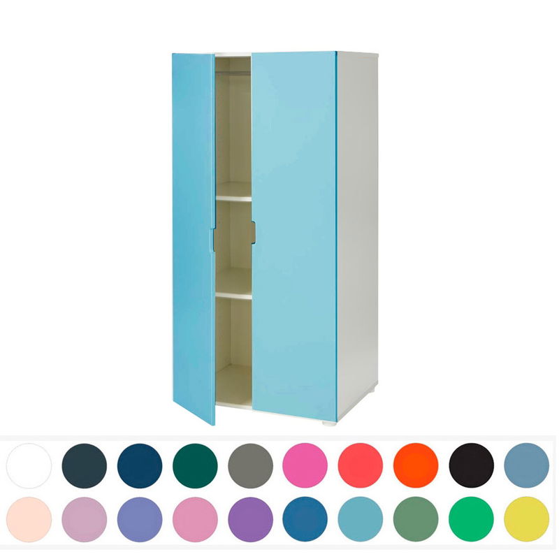Manis-h Kinderkleiderschrank mit farbigen Türen, 140 cm hoch