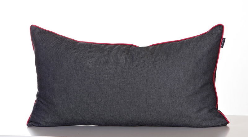 Manis-h Rückenkissen Denim, anthrazit/ Zierkante pink  Manis-h Rückenkissen Denim, anthrazit/ Zierkante pink