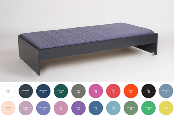 Manis-h Ausziehbett hoch, mit Lattenrost in diversen Farben 