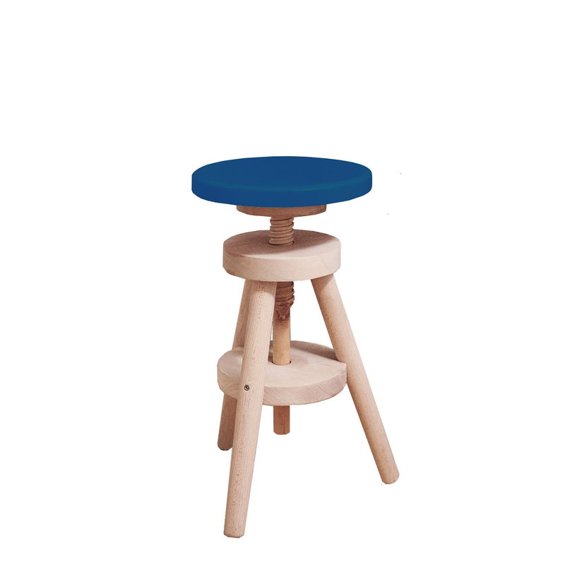 Retro Hocker in denimblue/Buche, höhenverstellbar Retro Hocker in denimblue/Buche, höhenverstellbar