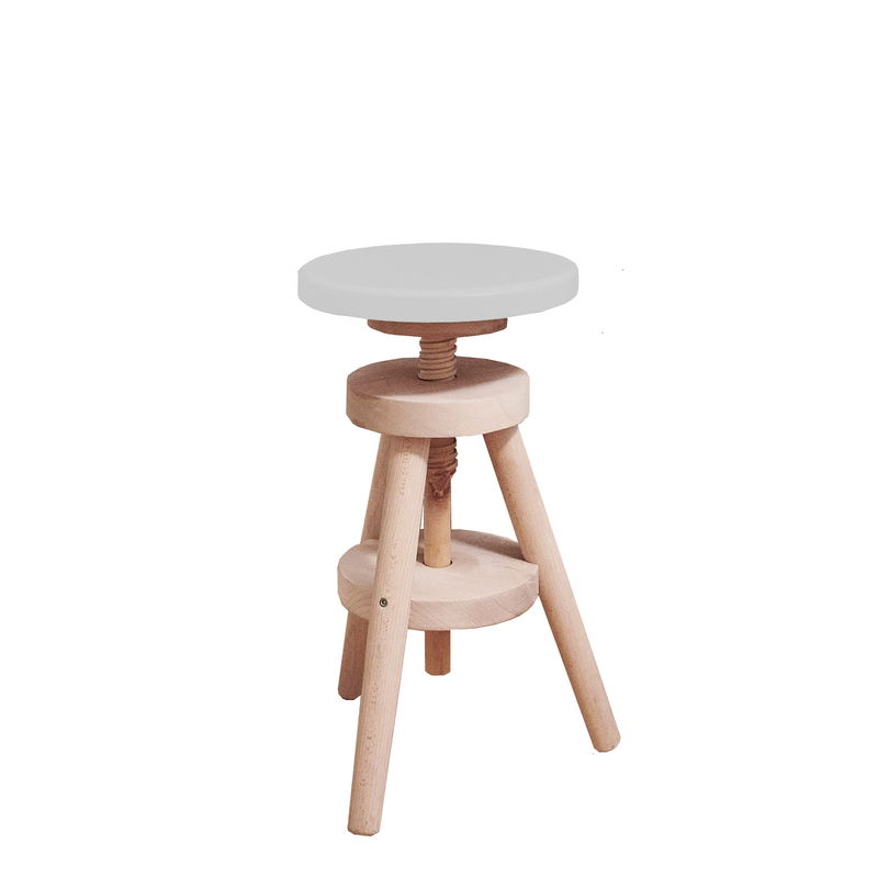 Retro Hocker in silver/Buche, höhenverstellbar  Retro Hocker in silver/Buche, höhenverstellbar