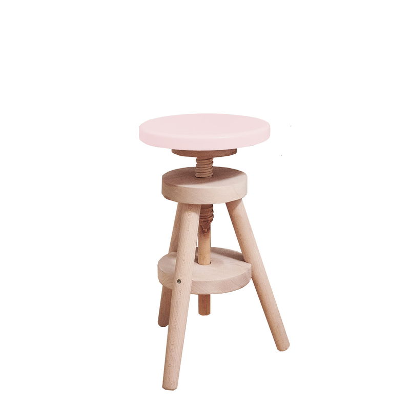 Retro Hocker in lightrose/Buche, höhenverstellbar Retro Hocker in lightrose/Buche, höhenverstellbar