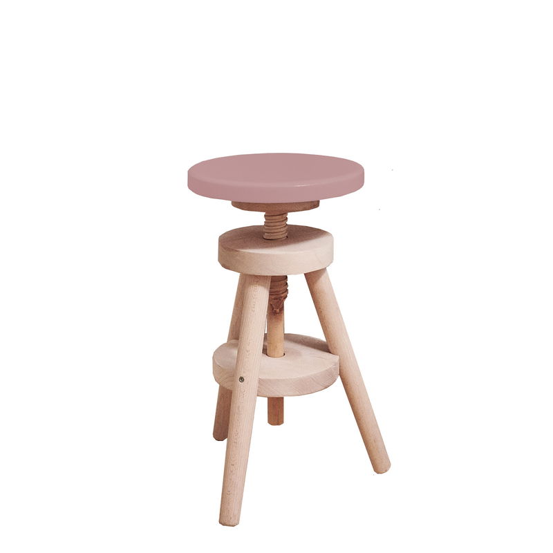 Retro Hocker in dustyrose/Buche, höhenverstellbar Retro Hocker in dustyrose/Buche, höhenverstellbar