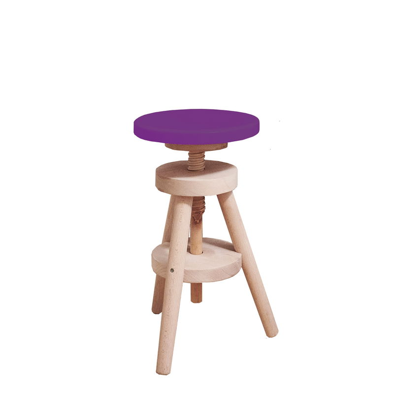 Retro Hocker in purple/Buche, höhenverstellbar Retro Hocker in purple/Buche, höhenverstellbar