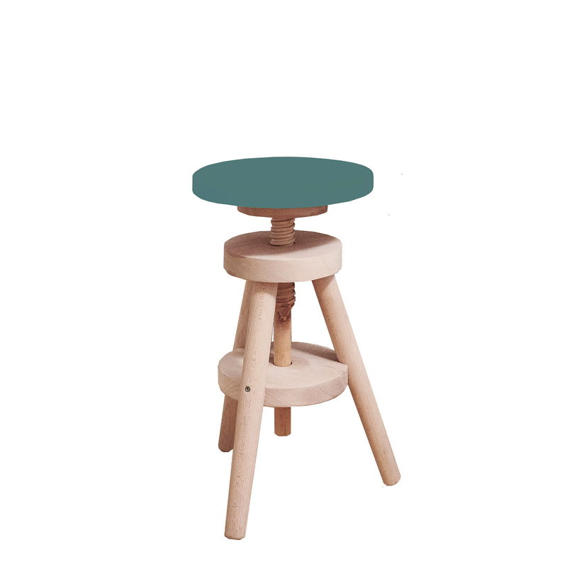 Retro Hocker in petroleum/Buche, höhenverstellbar Retro Hocker in petroleum/Buche, höhenverstellbar