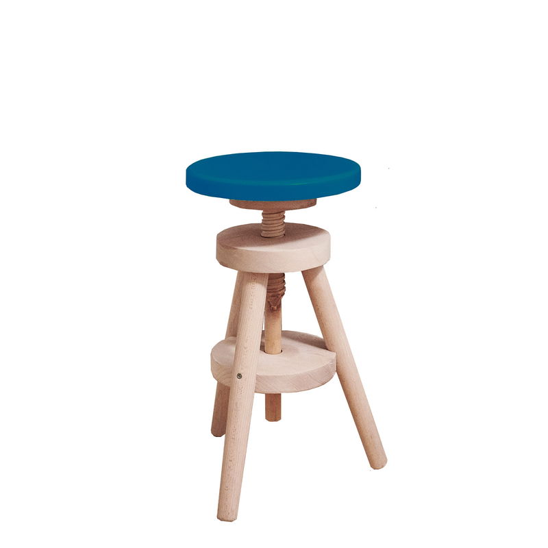 Retro Hocker in aqua/Buche, höhenverstellbar Retro Hocker in aqua/Buche, höhenverstellbar