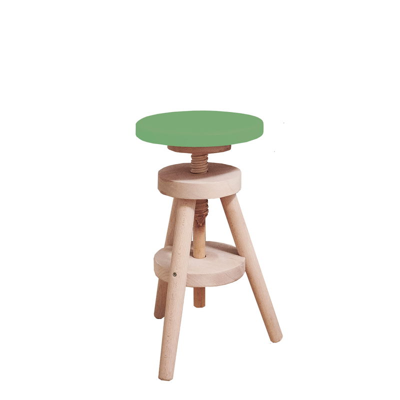Retro Hocker in dustygreen/Buche, höhenverstellbar Retro Hocker in dustygreen/Buche, höhenverstellbar