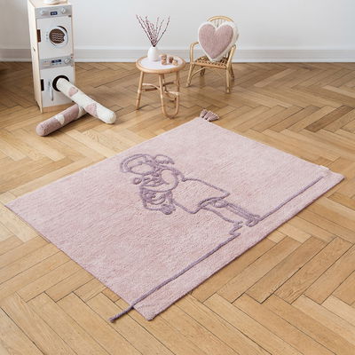 Teppich Line Art - Mädchen mit Hundewelpen Teppich Line Art - Mädchen mit Hundewelpen