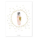 Poster - Flamingo, Feder und Sterne