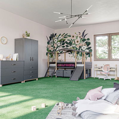 Kinderzimmer Set mit Schreibtisch 8-teilig Cory 90x200cm, Anthrazit Kinderzimmer Set mit Schreibtisch 8-teilig Cory 90x200cm, Anthrazit