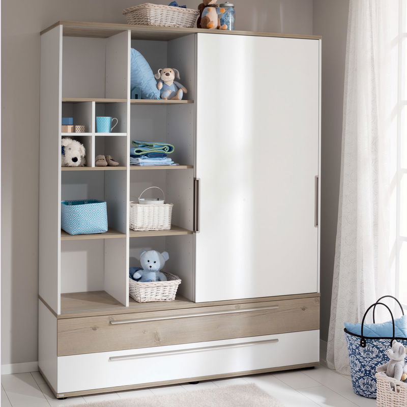 Beispiel Inneneinteilung links am gleichen Schrank, aber mit Schubladen in Kreideweiß /Fichte Vintage Beispiel Inneneinteilung links am gleichen Schrank, aber mit Schubladen in Kreideweiß /Fichte Vintage