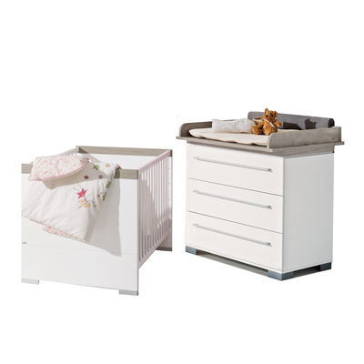 Kira Starterset Babymöbel - Wickelkommode schmal & Babybett in 2 Farben Kira Starterset Babymöbel - Wickelkommode schmal & Babybett in 2 Farben