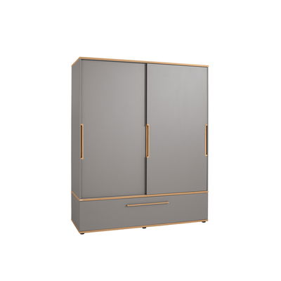 Sten Schiebetürenschrank breit (schiefergrau/Eiche massiv) Sten Schiebetürenschrank breit (schiefergrau/Eiche massiv)