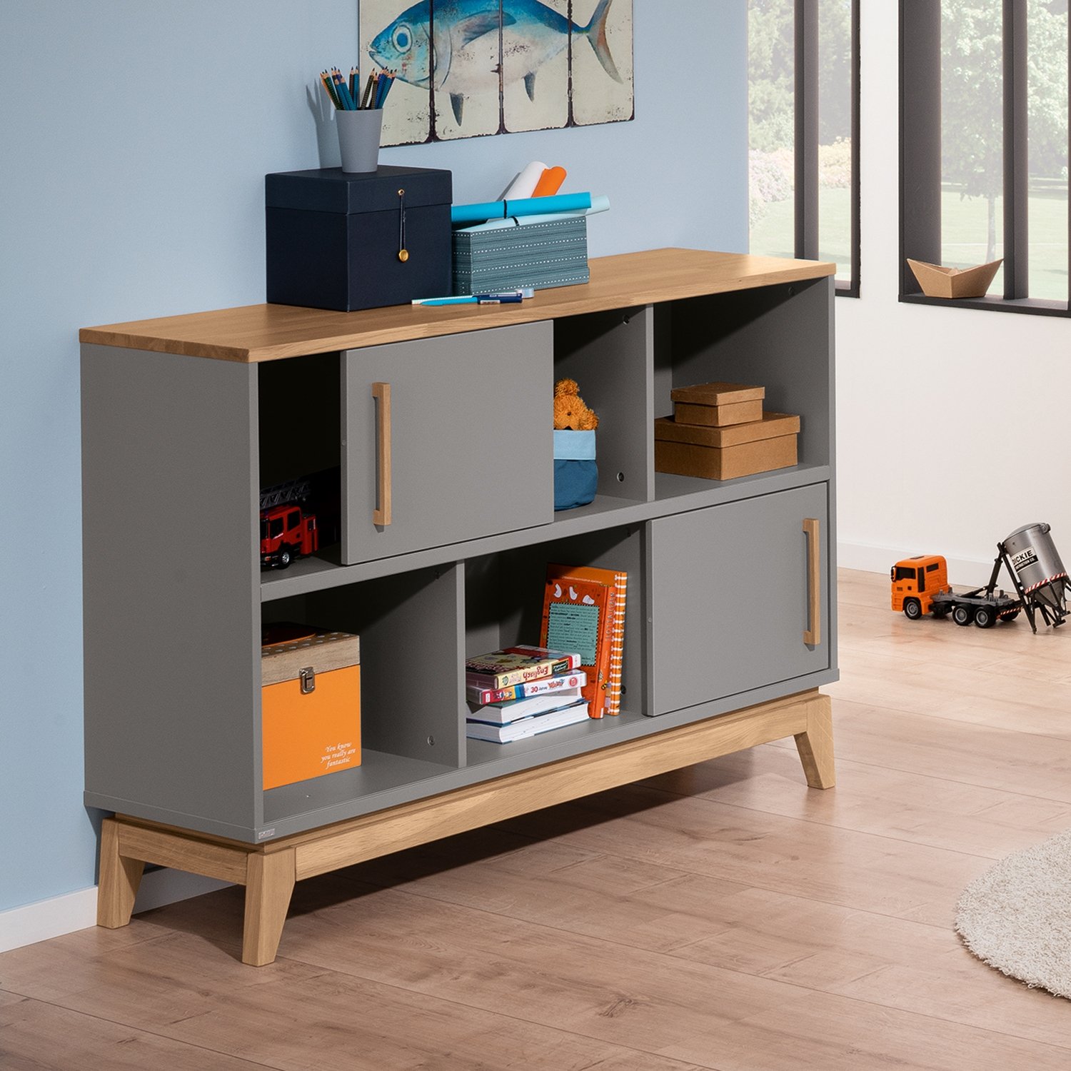 Sten Sideboard, 6 Fächer mit 2 Schiebetüren