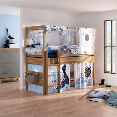 Sten Spielbett 120cm (Eiche massiv) - in Eiche massiv, gerade Leiter Sten Spielbett 120cm (Eiche massiv) - in Eiche massiv, gerade Leiter