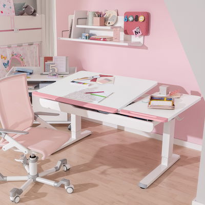 Schreibtisch Teenio GT 130 (Linkshänder) (Velour Flamingo) Schreibtisch Teenio GT 130 (Linkshänder) (Velour Flamingo)