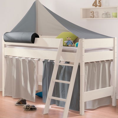 Vorhang-Set in Taupe / Anthrazit (Beispiel am 125er Bett) Vorhang-Set in Taupe / Anthrazit (Beispiel am 125er Bett)