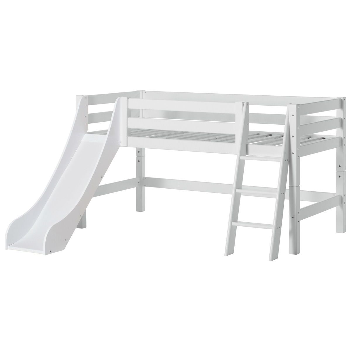 Hoppekids Halbhohes Bett ECO Luxury  90x200 cm mit Rutsche, schräger Leiter & Absturzsicherung