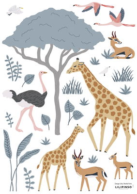 Wandsticker - Giraffe, Gazellen & Flamingos Wandsticker - Giraffe, Gazellen & Flamingos