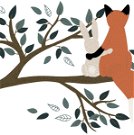 Wandsticker - Mr Fox and Rabbit on a Branch