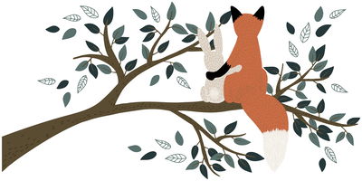 Wandsticker - Mr Fox and Rabbit on a Branch Wandsticker - Mr Fox and Rabbit on a Branch