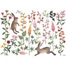 Wandsticker - Blumenwiese mit Hasen (L / 64 x 90 cm)