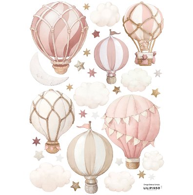 Wandsticker - Kleine Heißluftballons (Pink)
