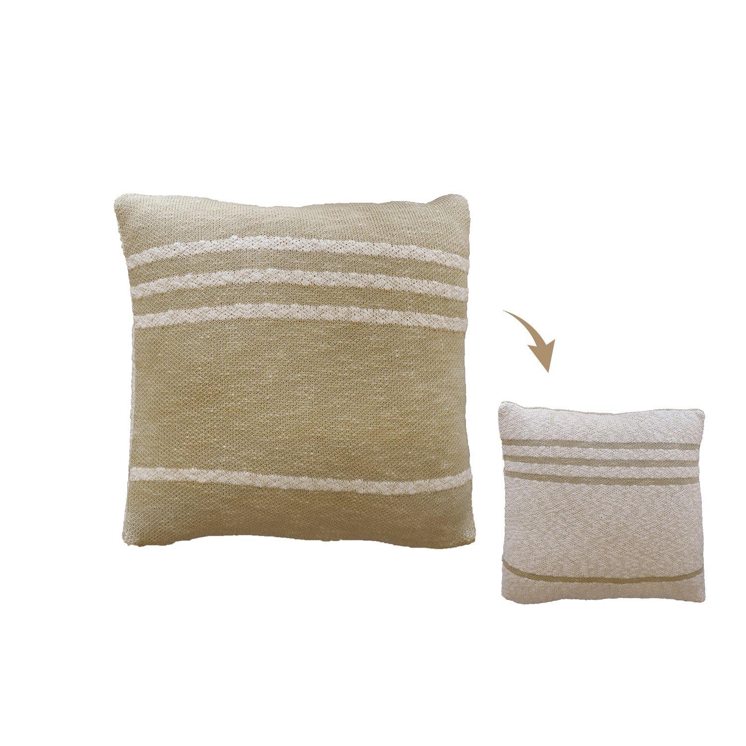 Strickkissen Duetto Olive, 40x40 cm