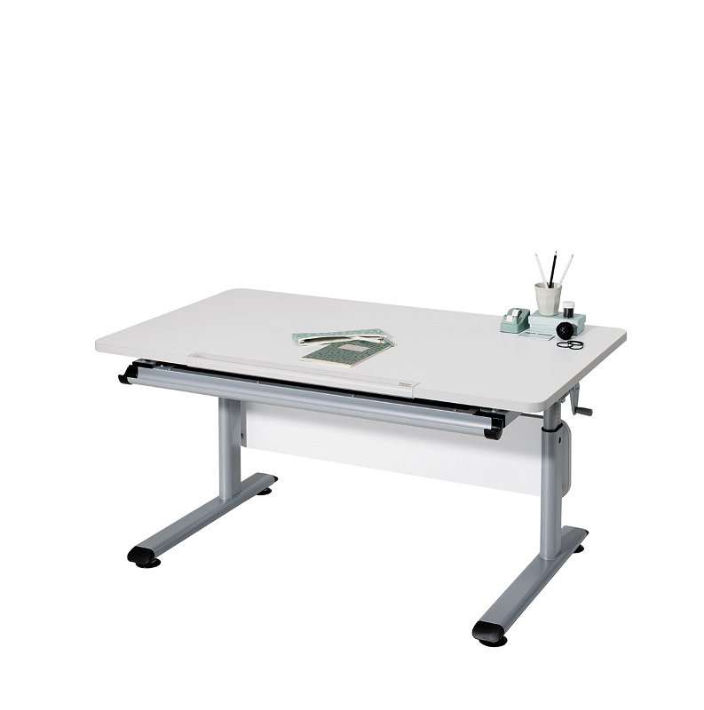Paidi Schreibtisch Diego in B 105 cm, Gestell silber, Tischplatte kreideweiß