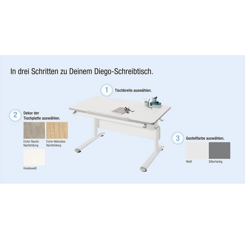 So kann mein Diego Schreibtisch konfiguriert werden So kann mein Diego Schreibtisch konfiguriert werden