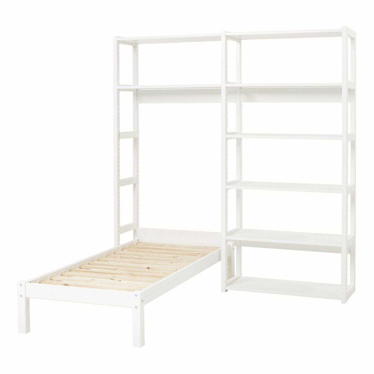 Hoppekids Storey Regalsystem 2-teilig weiß mit 8 Regalen und Bett 70x160 zum Toppreis